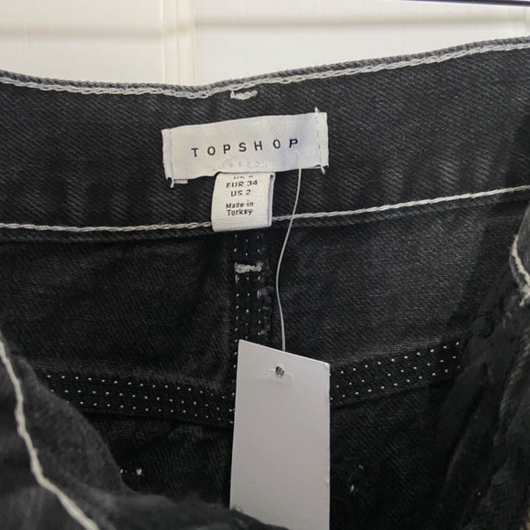 Topshop for Nordstrom black denim carpenter mini skirt, NWT - Picture 6 of 7